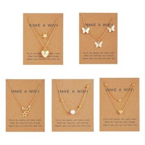 Shining Diva Fashion 5 Pcs Latest Stylish Heart Butterfly Pearl Necklace Jewellery Set for Women Pendant Necklace Gifts for Girls (16476np)